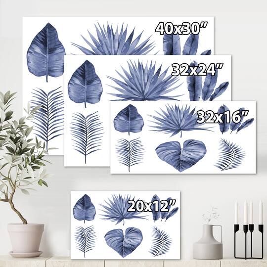 Designart - Tropical Blue Watercolour Leaves IV